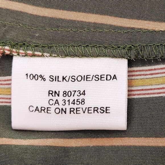 BCBG MaxAzria Vintage Silk Dress Green Yellow Striped Faux Wrap Women's Small - Picture 8 of 12
